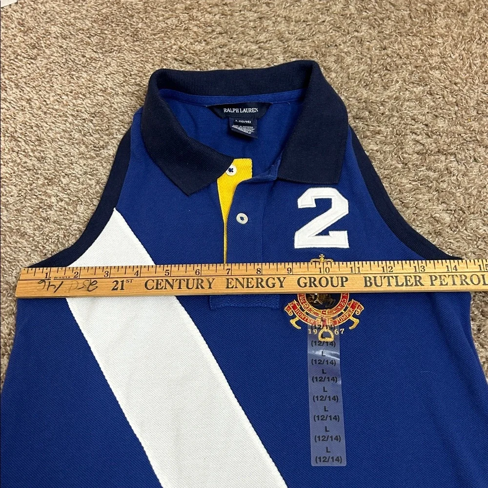 Ralph Lauren Navy & White Polo New L 12/14